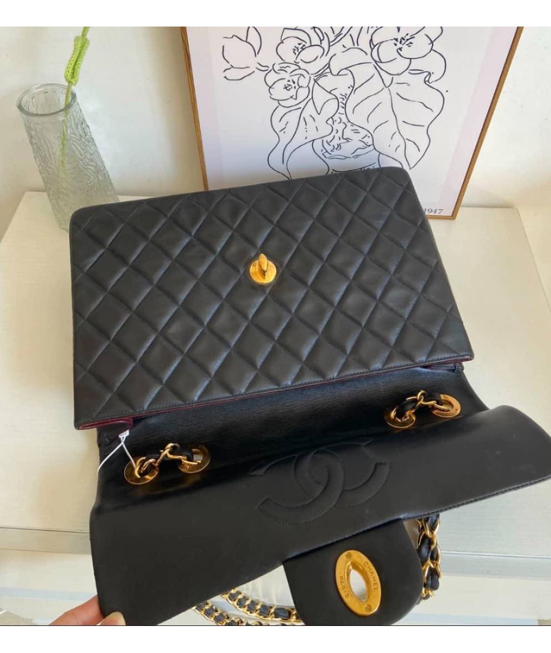CHANEL Черная кожаная сумка с короткими ручками, фото 3