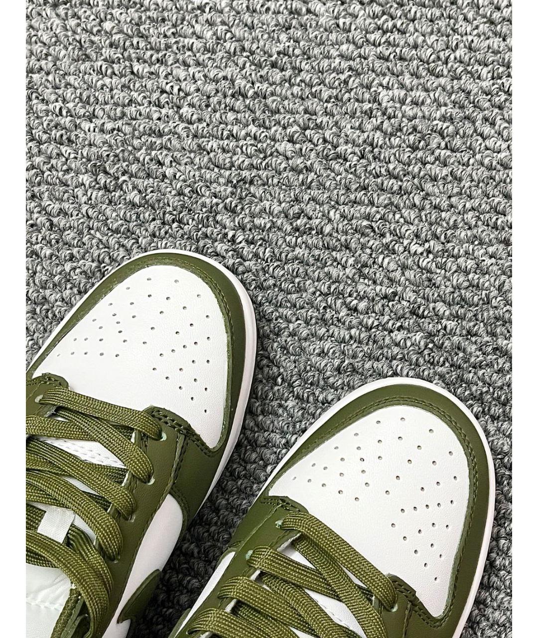 NIKE Зеленые кожаные низкие кроссовки / кеды, фото 3