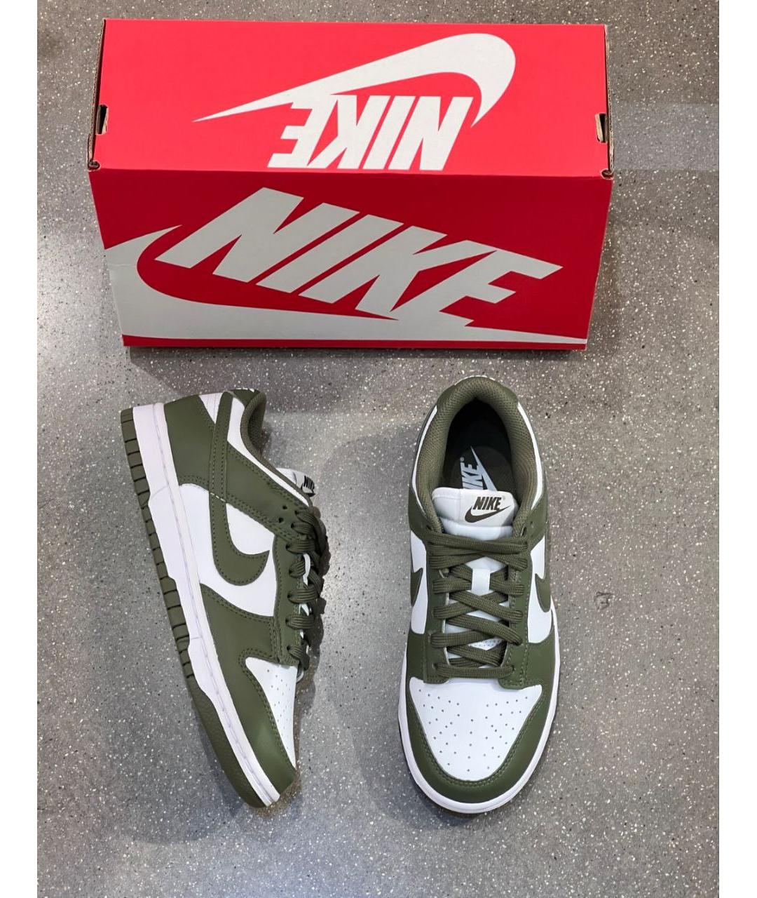 NIKE Зеленые кожаные низкие кроссовки / кеды, фото 6
