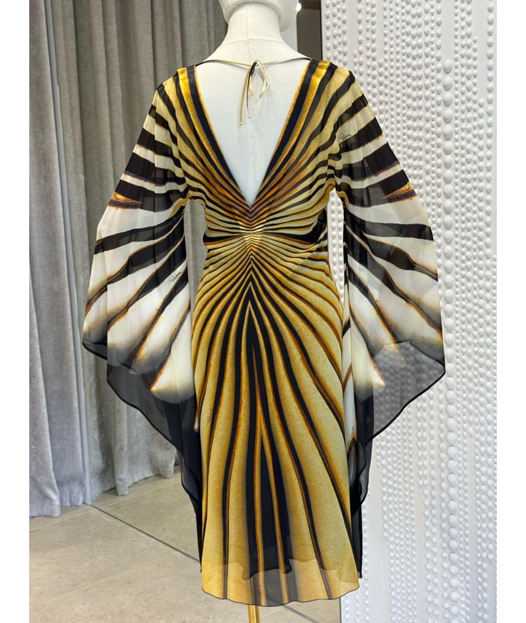 ROBERTO CAVALLI Черное шелковое повседневное платье, фото 2
