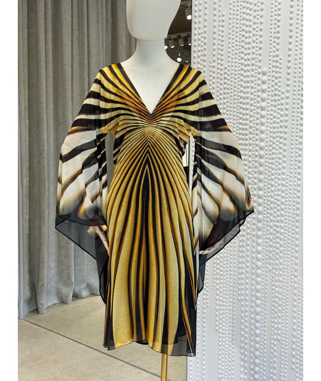ROBERTO CAVALLI Черное шелковое повседневное платье, фото 7