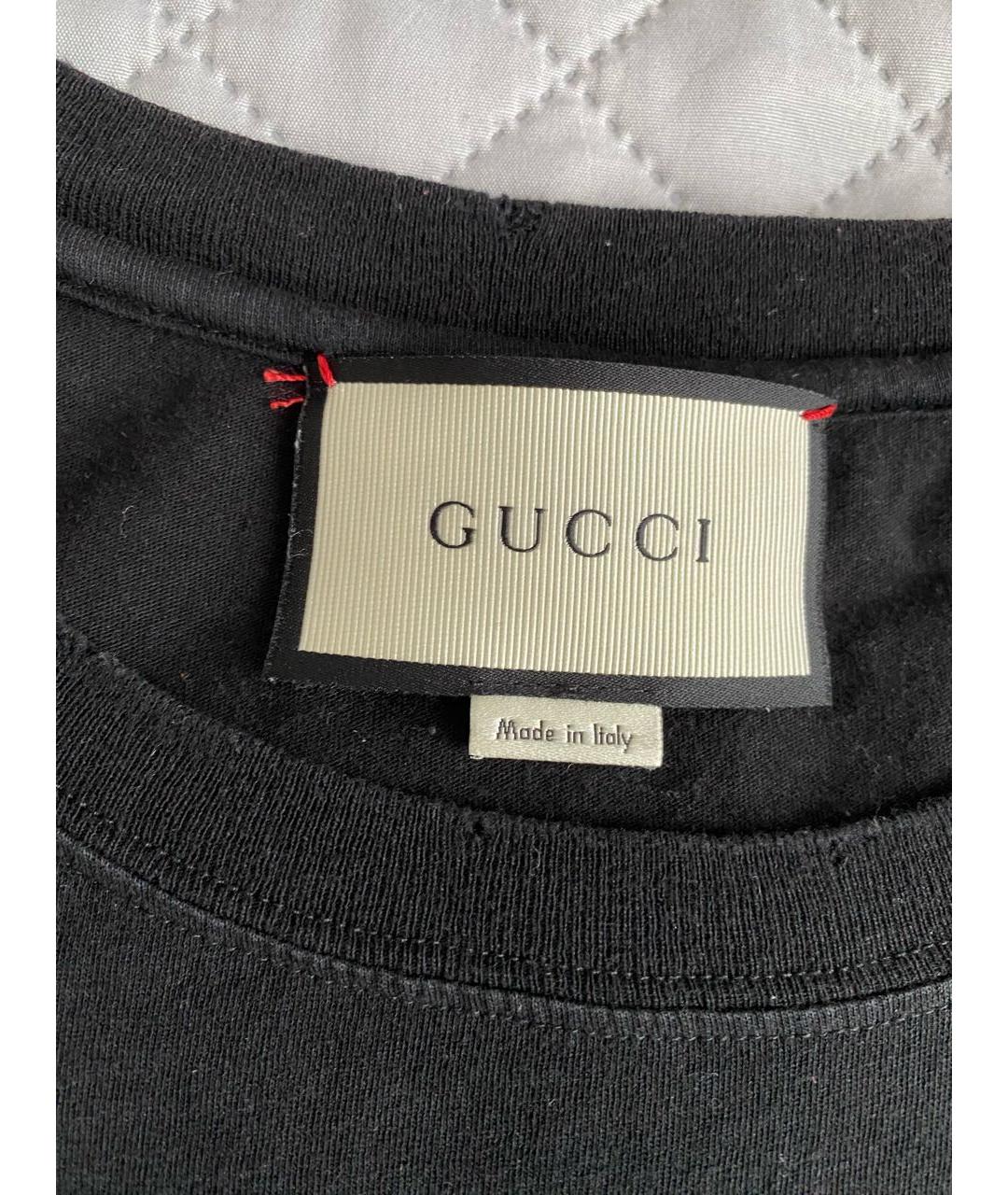 GUCCI Черная хлопко-эластановая футболка, фото 3