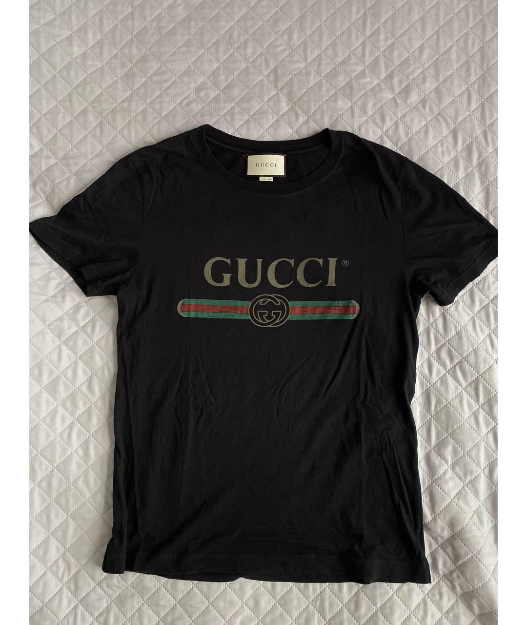 GUCCI Черная хлопко-эластановая футболка, фото 7