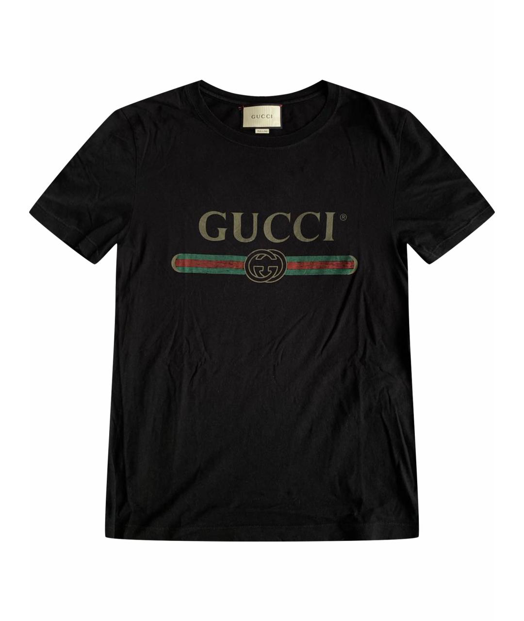 GUCCI Черная хлопко-эластановая футболка, фото 1