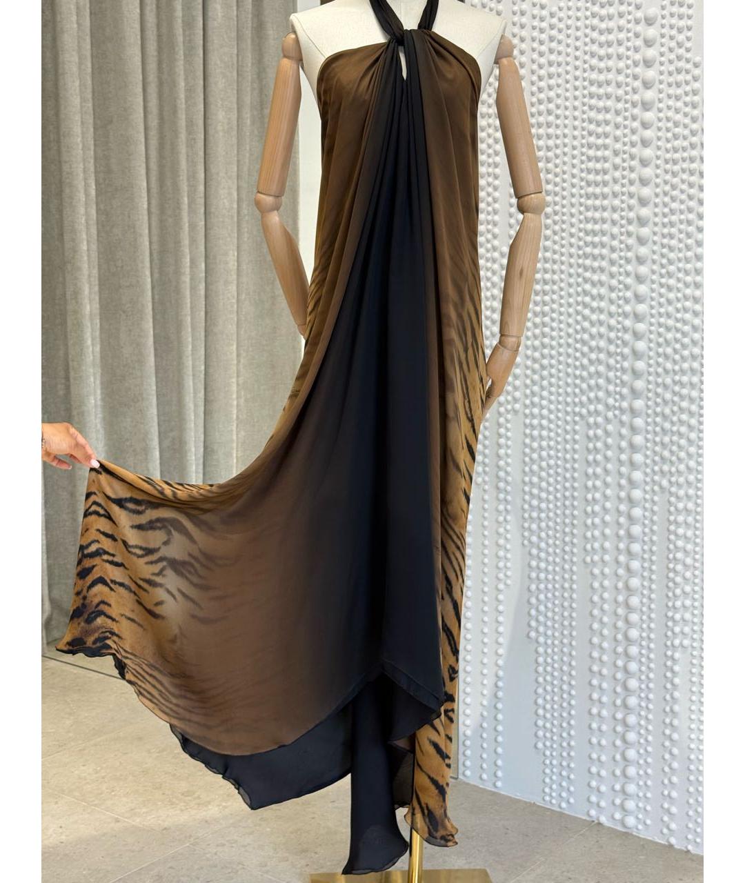 ROBERTO CAVALLI Черное шелковое повседневное платье, фото 3