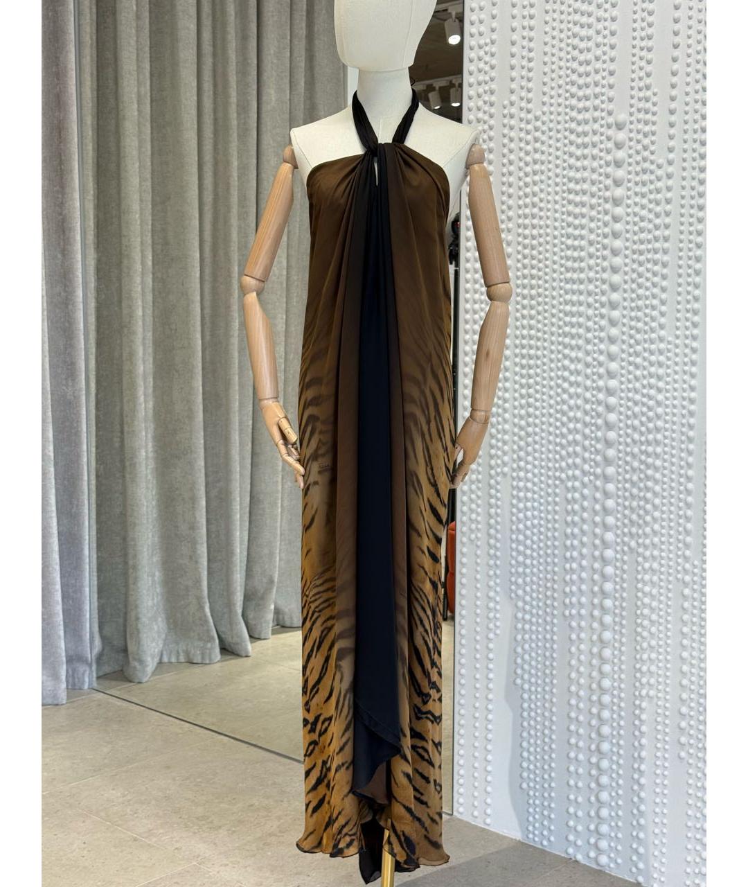 ROBERTO CAVALLI Черное шелковое повседневное платье, фото 5