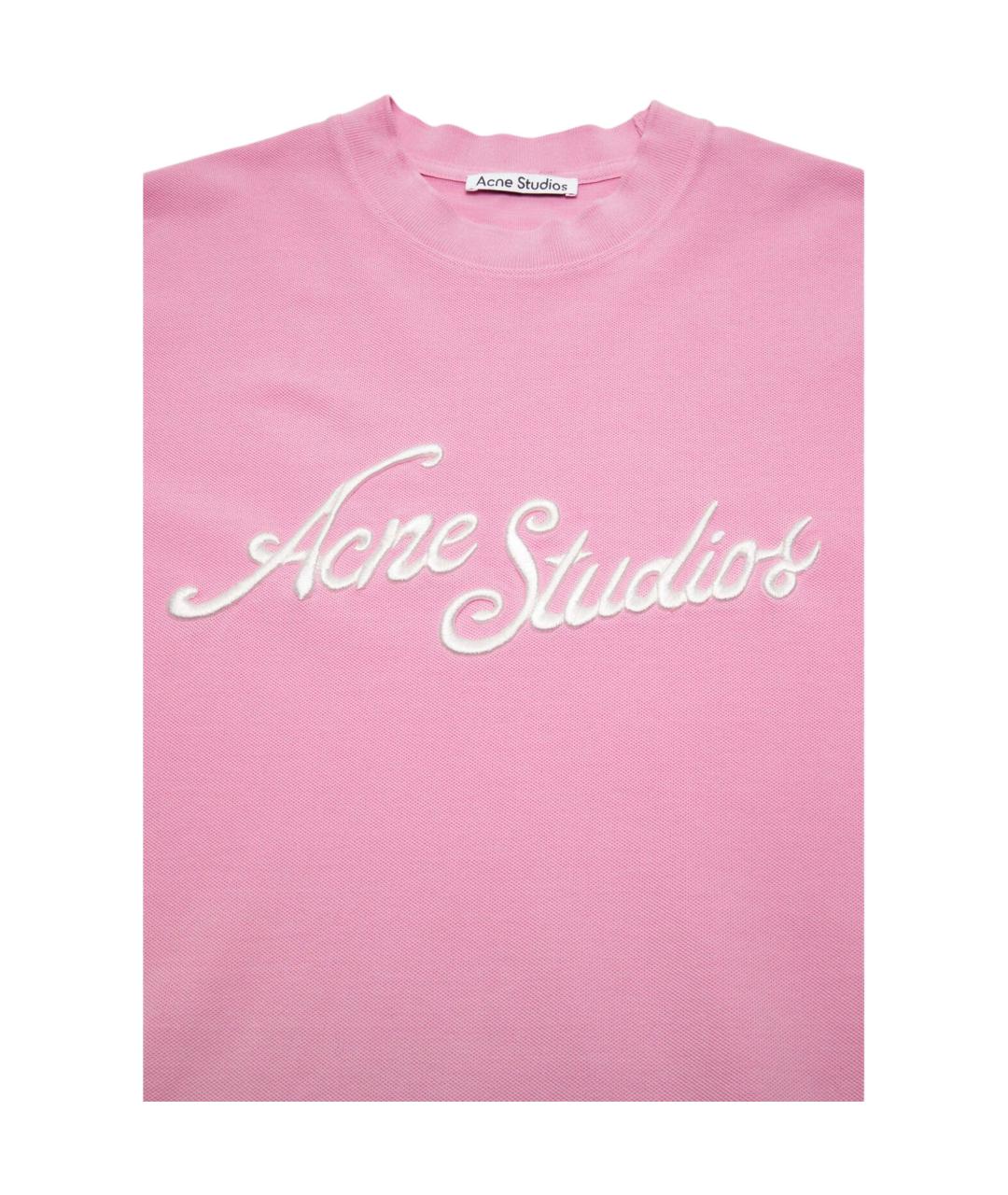ACNE STUDIOS Розовая хлопковая футболка, фото 3