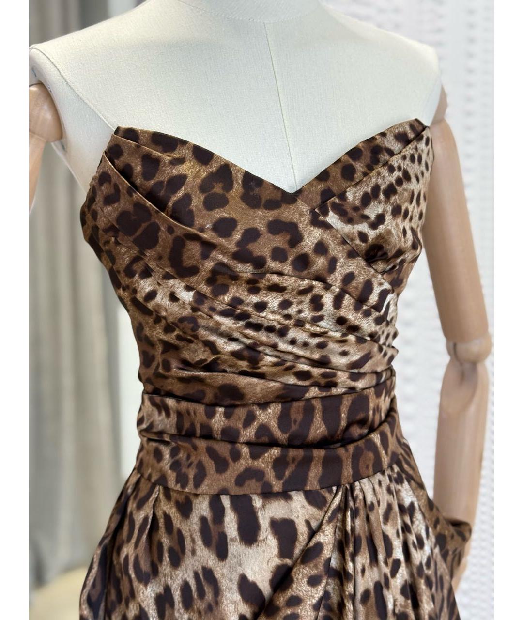 DOLCE&GABBANA Коричневое шелковое вечернее платье, фото 3
