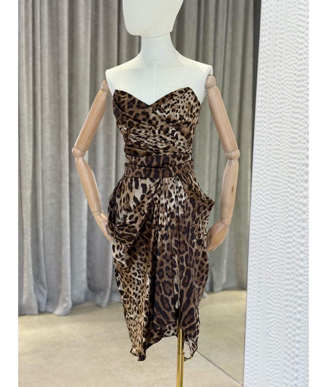 DOLCE&GABBANA Коричневое шелковое вечернее платье, фото 2