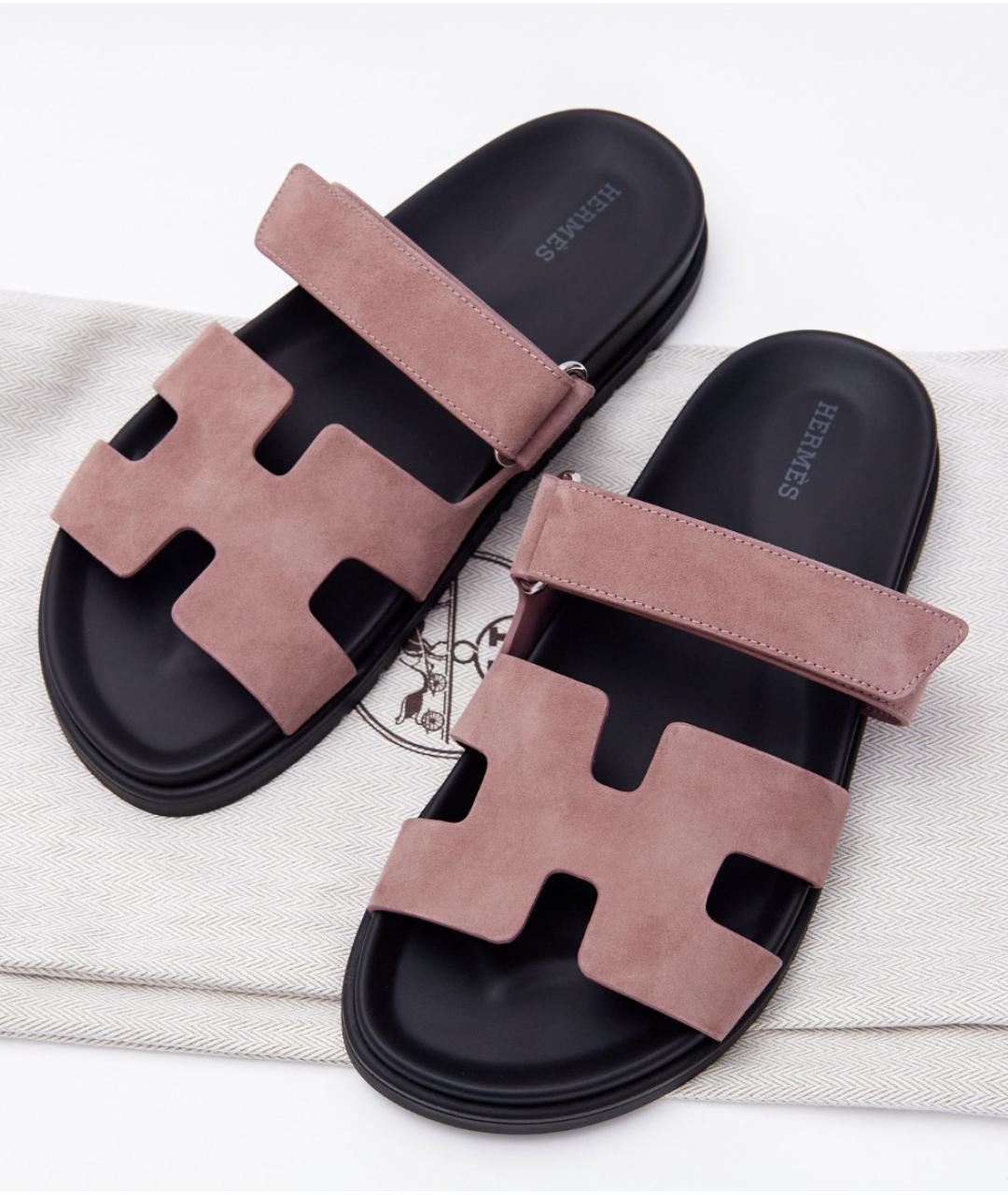 HERMES Фиолетовые кожаные сандалии, фото 4
