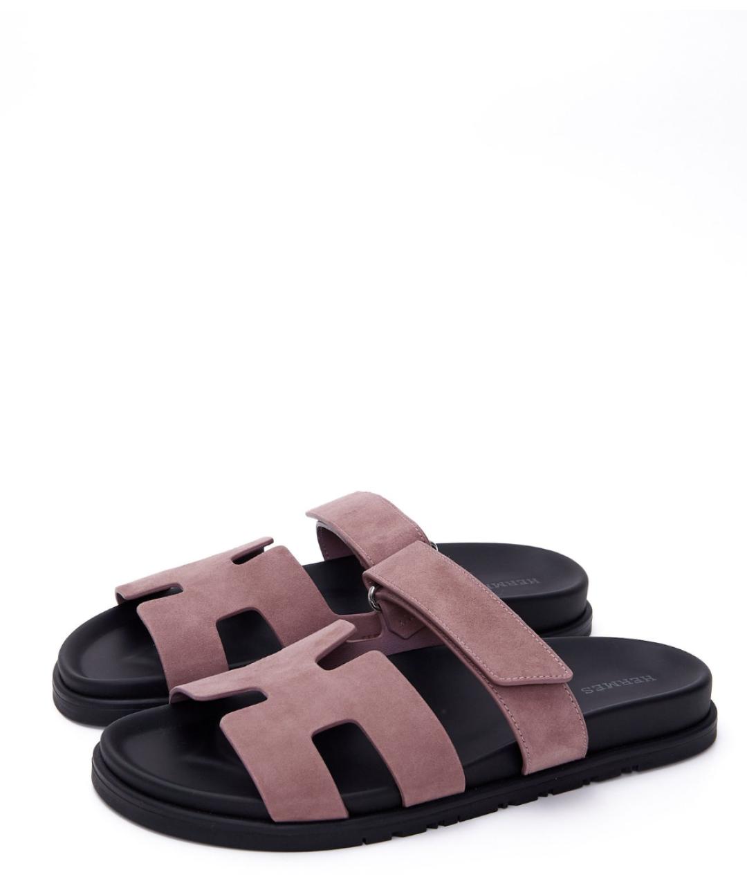HERMES Фиолетовые кожаные сандалии, фото 5