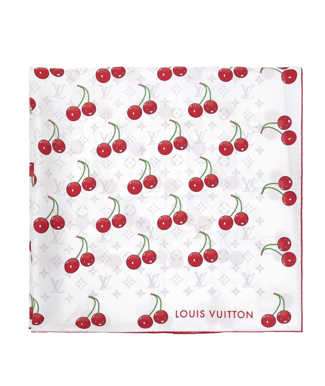 LOUIS VUITTON Белый шелковый платок, фото 7