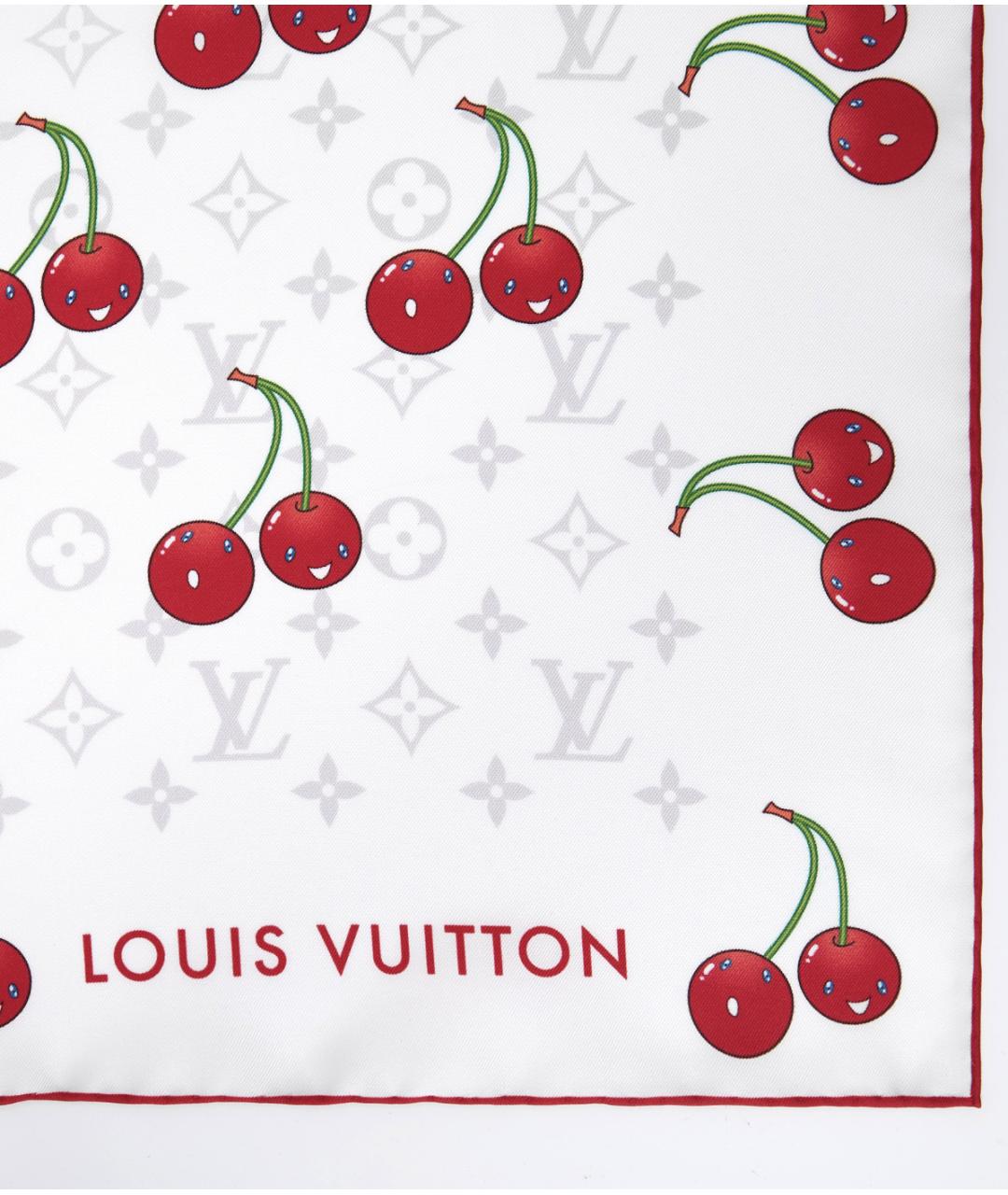 LOUIS VUITTON Белый шелковый платок, фото 2