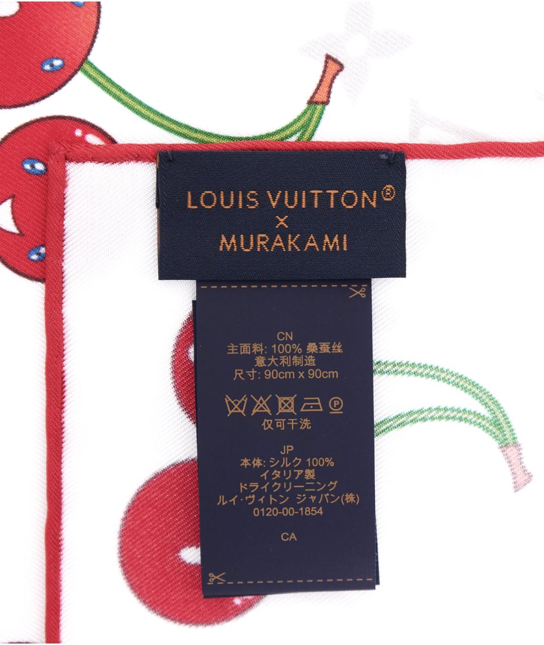 LOUIS VUITTON Белый шелковый платок, фото 3