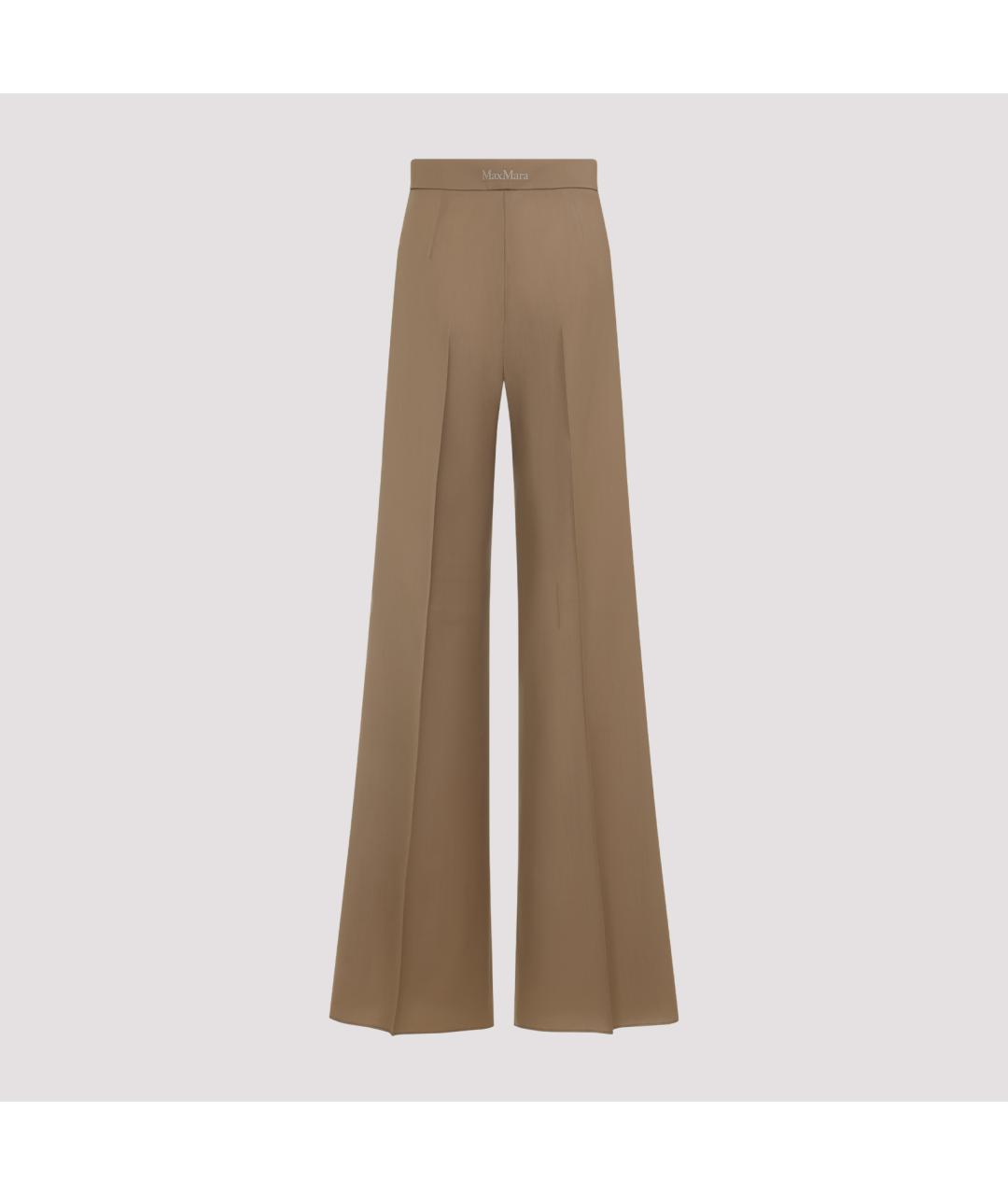MAX MARA Бежевые шерстяные прямые брюки, фото 3