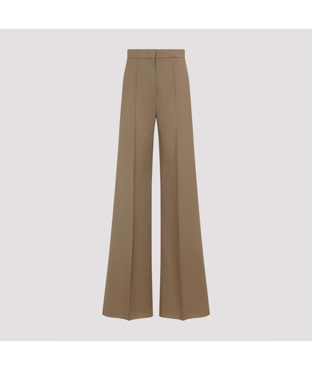 MAX MARA Бежевые шерстяные прямые брюки, фото 2