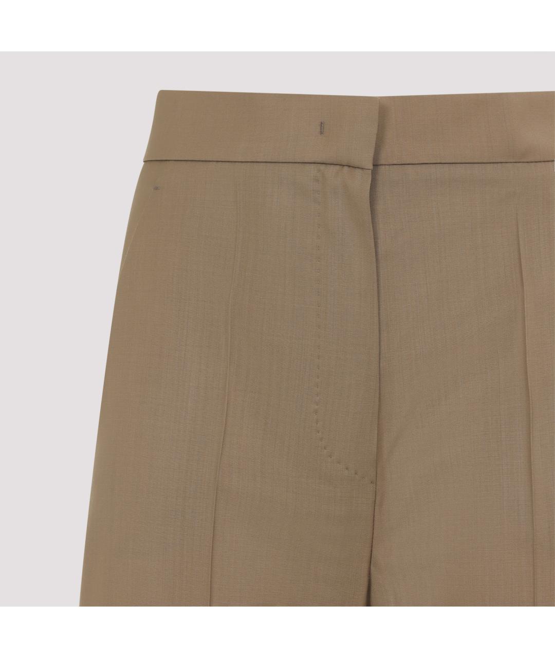 MAX MARA Бежевые шерстяные прямые брюки, фото 4