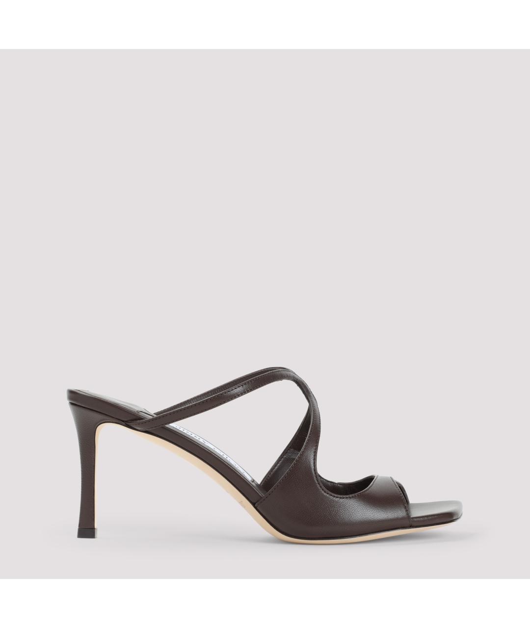 JIMMY CHOO Коричневые кожаные мюли, фото 2