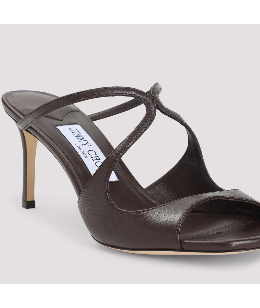 JIMMY CHOO Коричневые кожаные мюли, фото 6