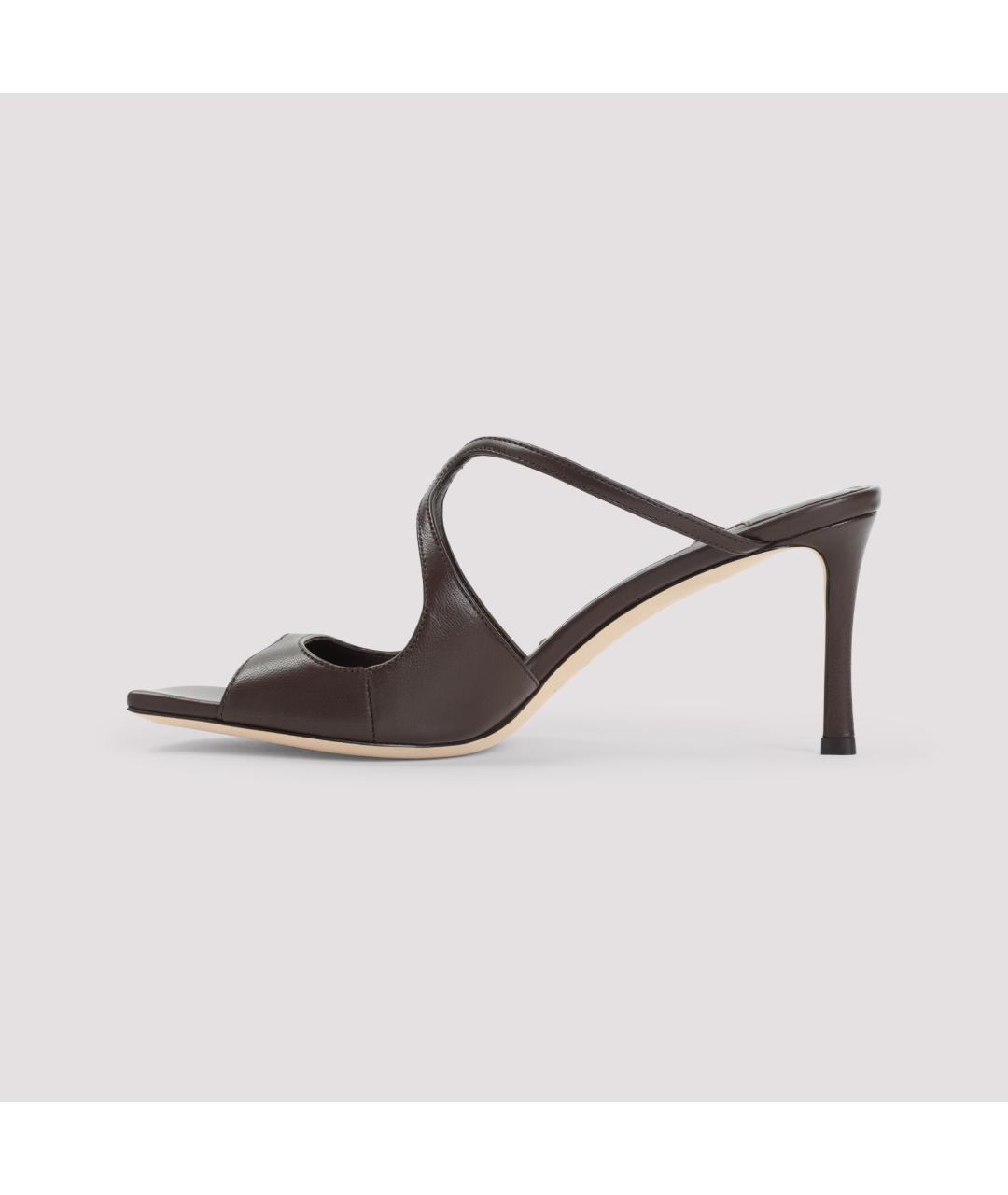 JIMMY CHOO Коричневые кожаные мюли, фото 4