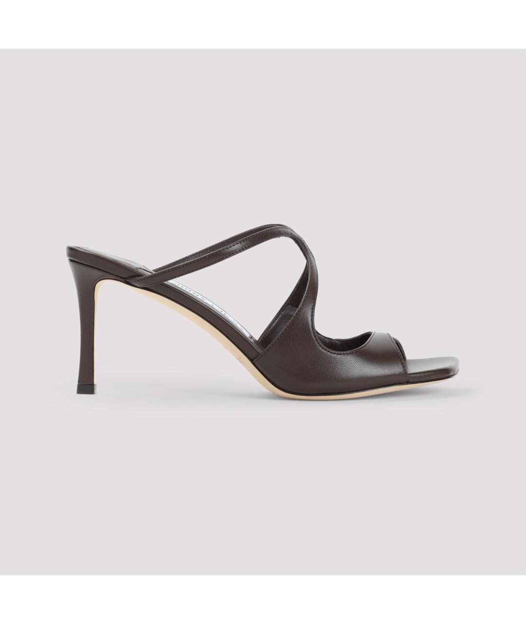 JIMMY CHOO Коричневые кожаные мюли, фото 3