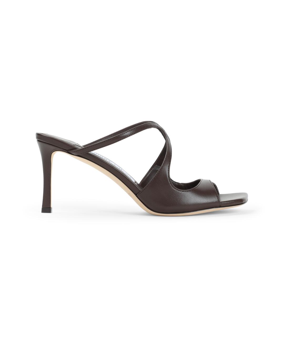 JIMMY CHOO Коричневые кожаные мюли, фото 1