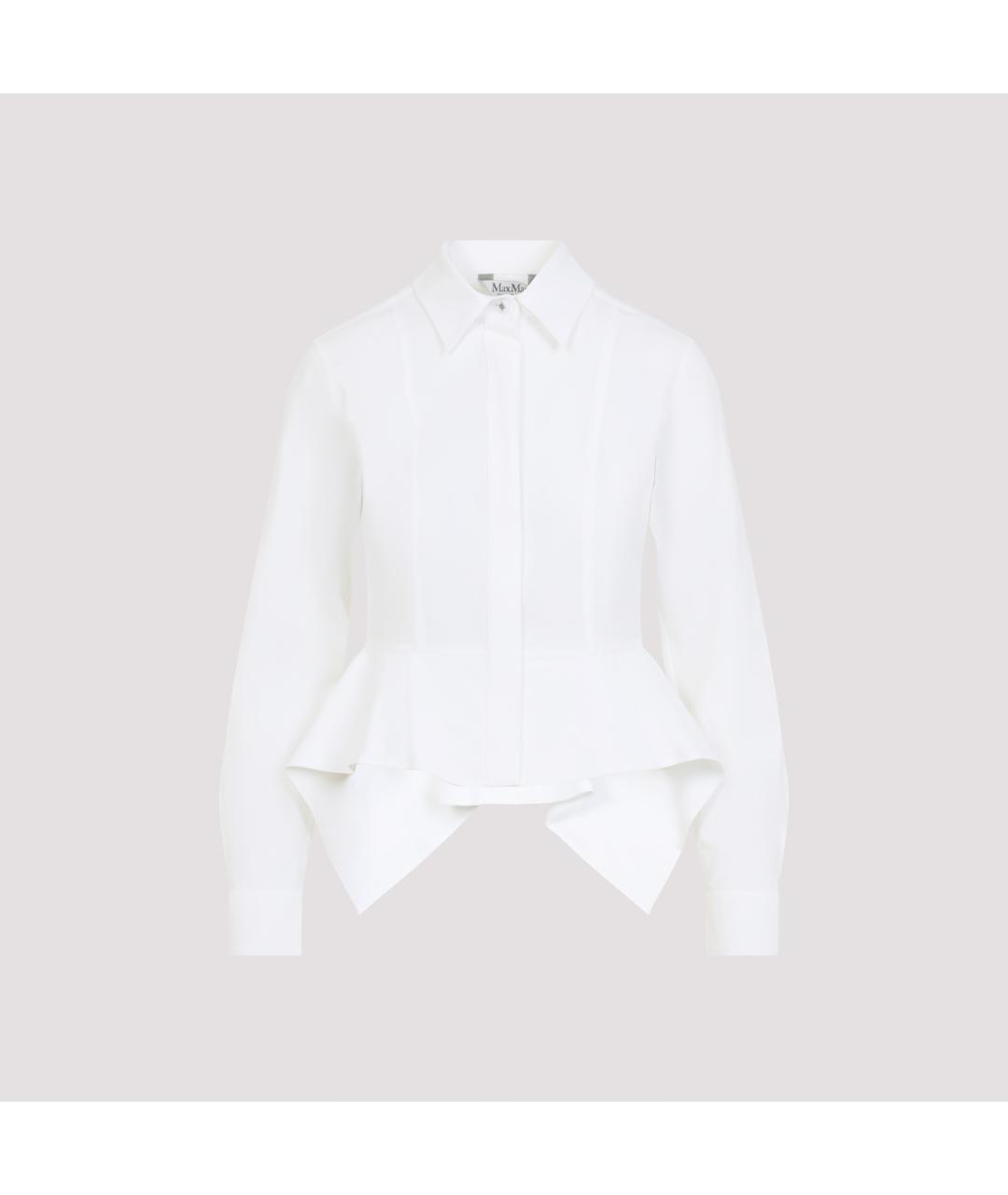 MAX MARA Белая хлопко-эластановая рубашка, фото 2
