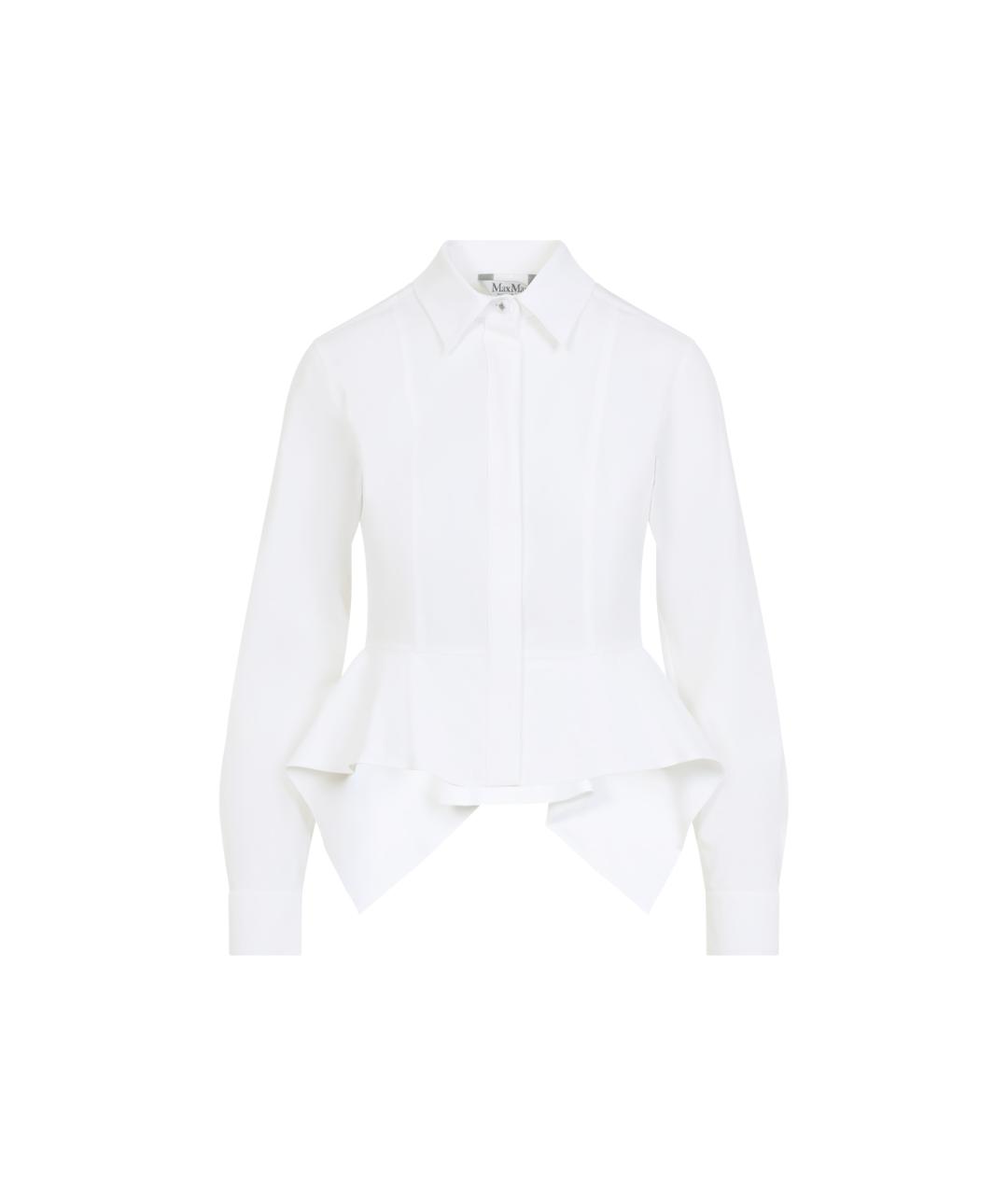 MAX MARA Белая хлопко-эластановая рубашка, фото 1
