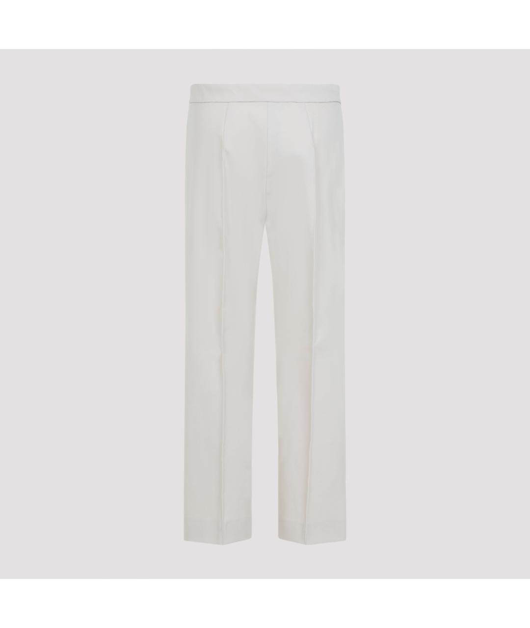 'S MAX MARA Белые хлопко-эластановые прямые брюки, фото 3