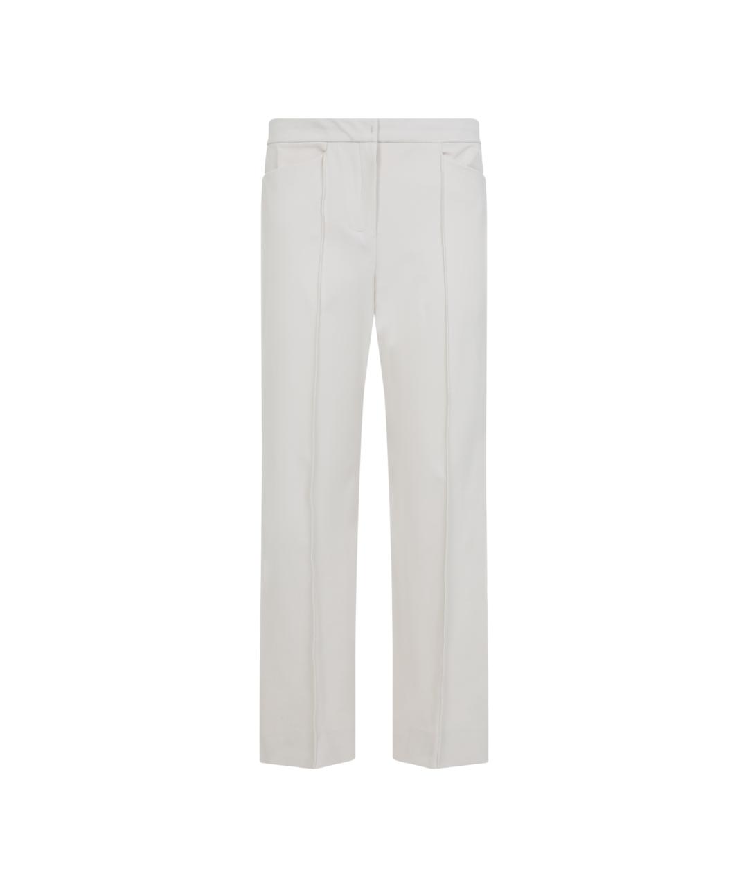 'S MAX MARA Белые хлопко-эластановые прямые брюки, фото 1