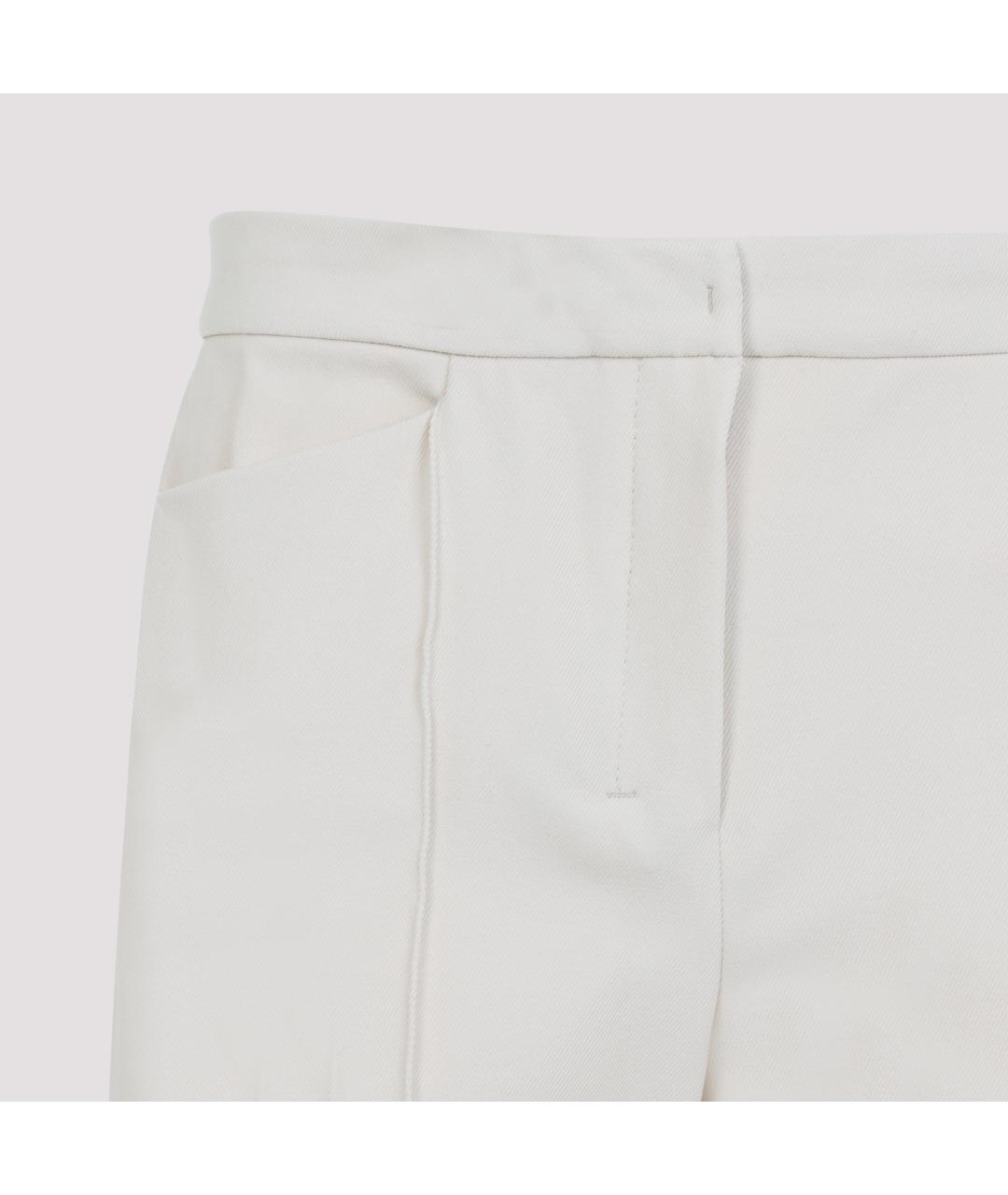 'S MAX MARA Белые хлопко-эластановые прямые брюки, фото 4