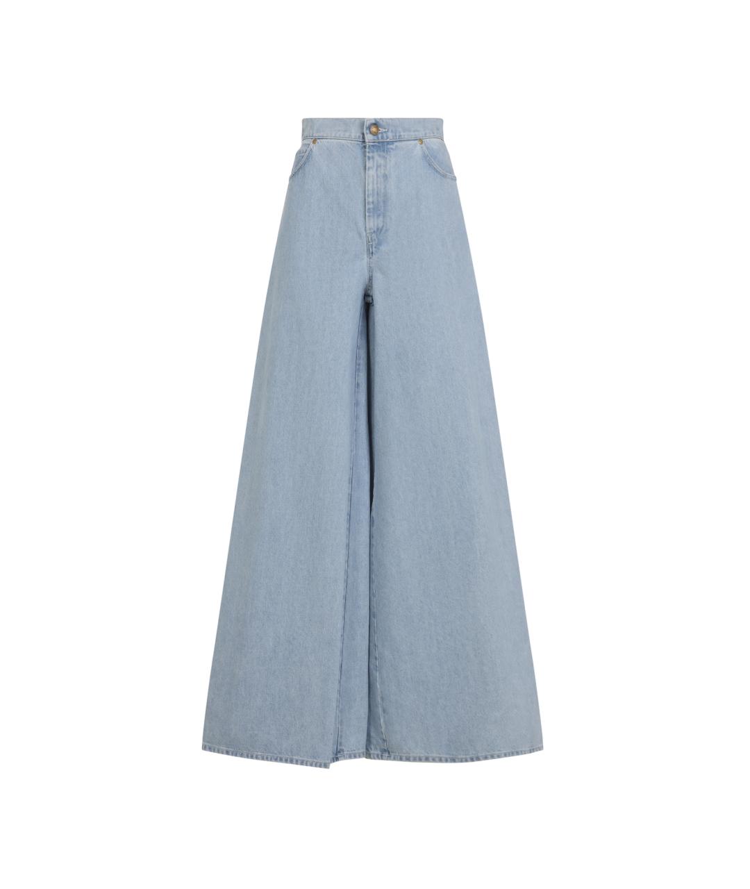 MAX MARA Голубые хлопковые джинсы клеш, фото 1
