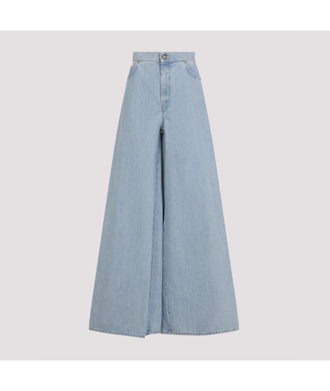 MAX MARA Голубые хлопковые джинсы клеш, фото 2