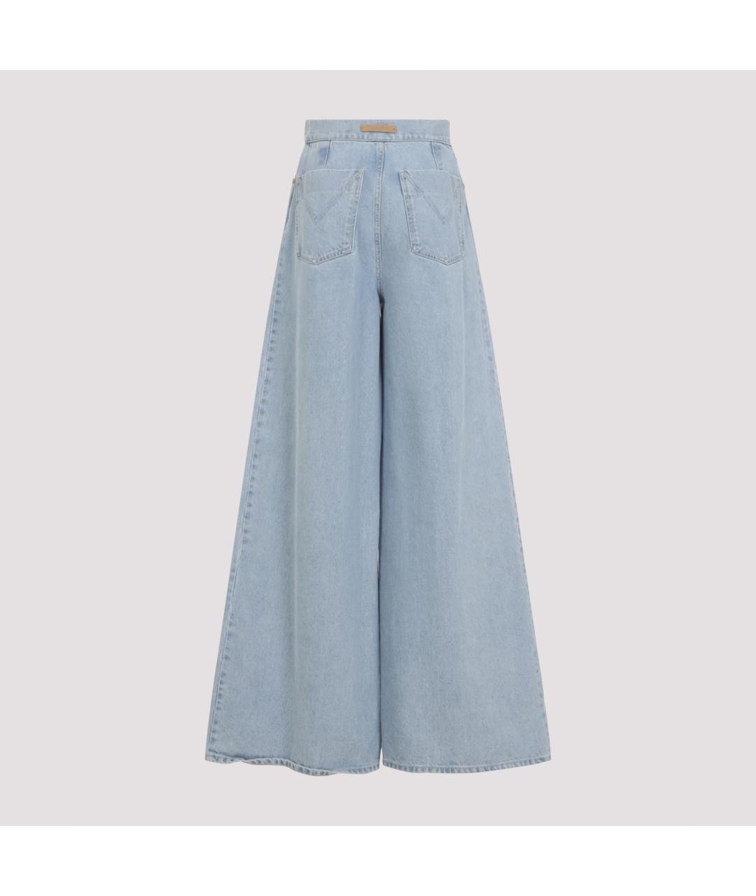 MAX MARA Голубые хлопковые джинсы клеш, фото 3