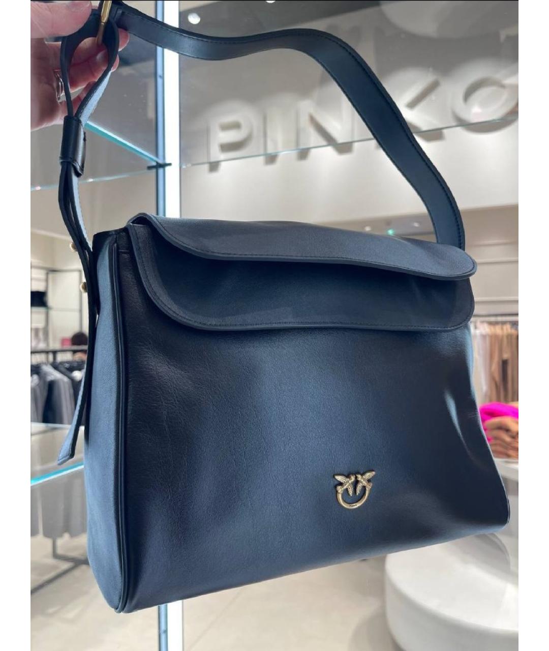 PINKO Черная кожаная сумка тоут, фото 8