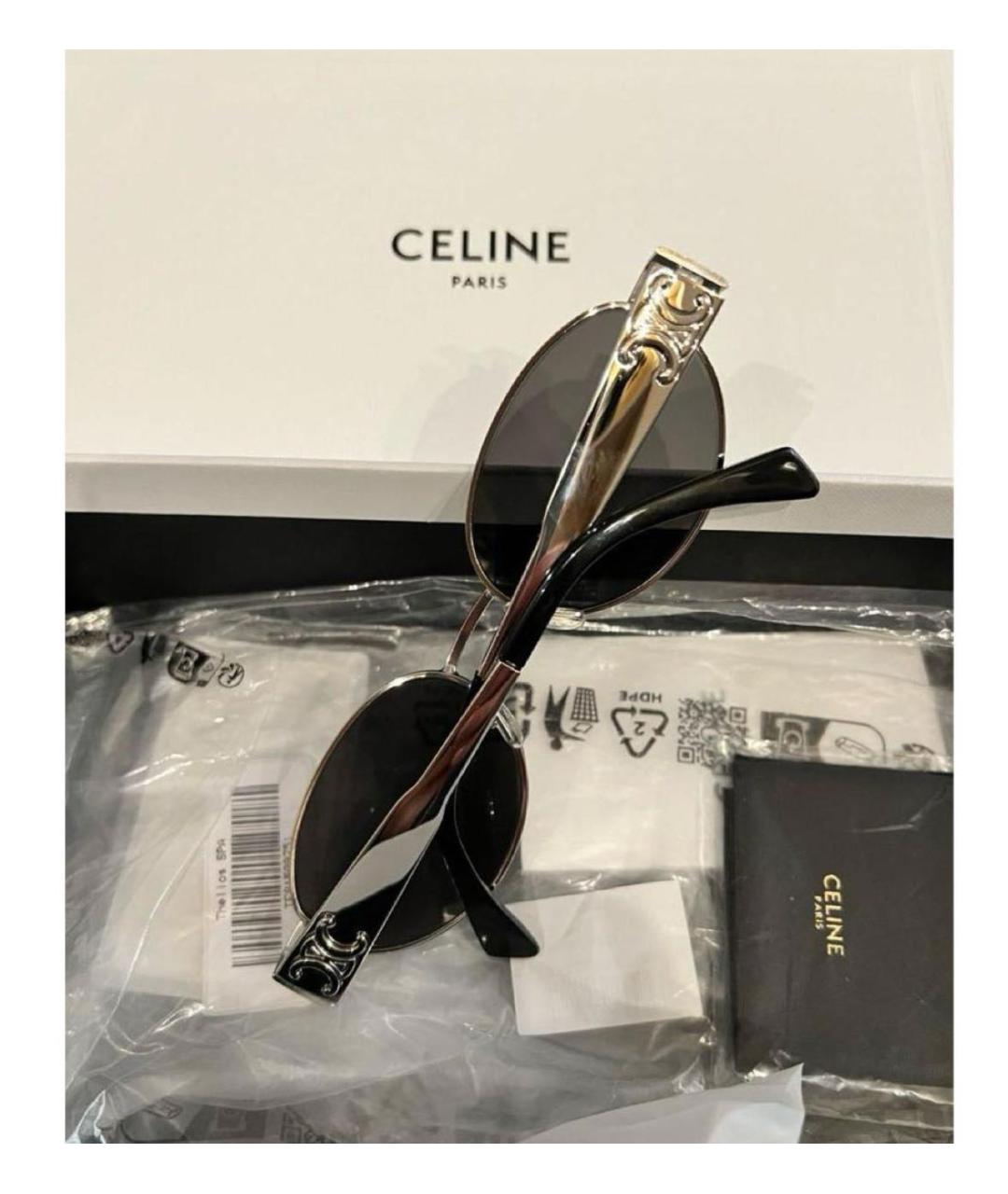 CELINE Серебряные металлические солнцезащитные очки, фото 4