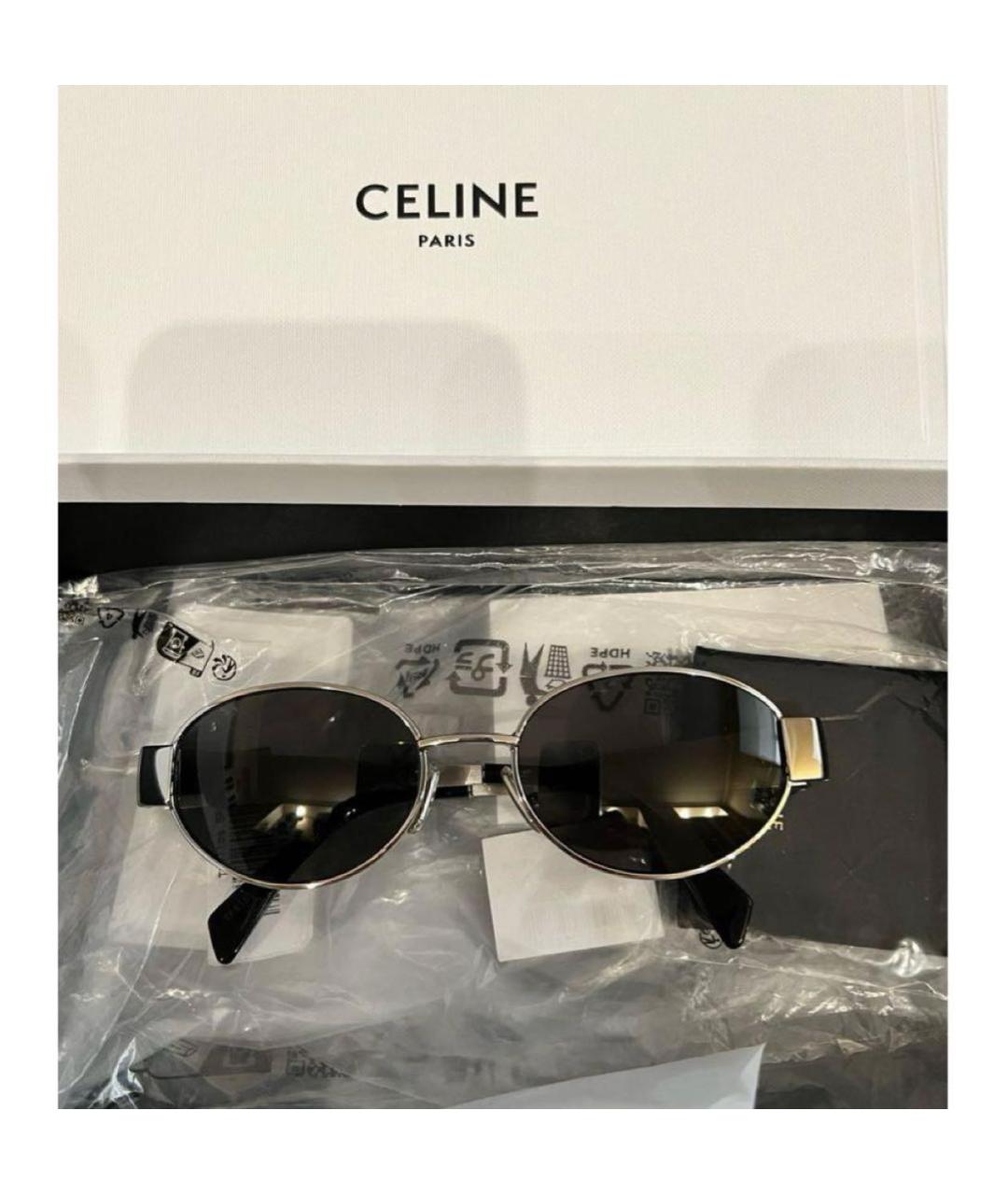 CELINE Серебряные металлические солнцезащитные очки, фото 3