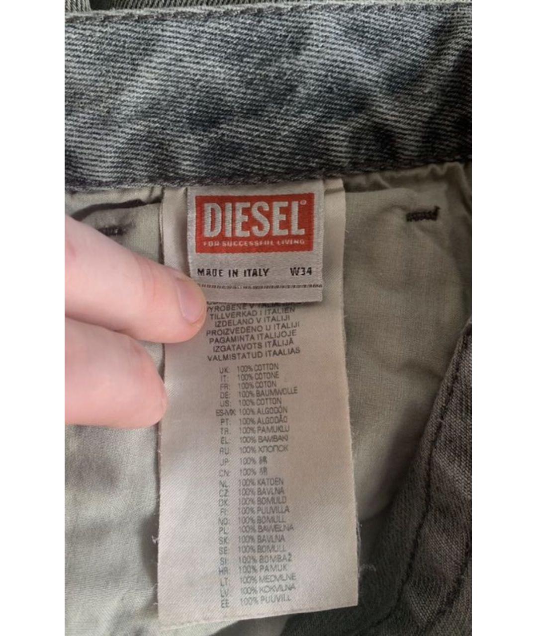 DIESEL Зеленые хлопковые прямые джинсы, фото 5