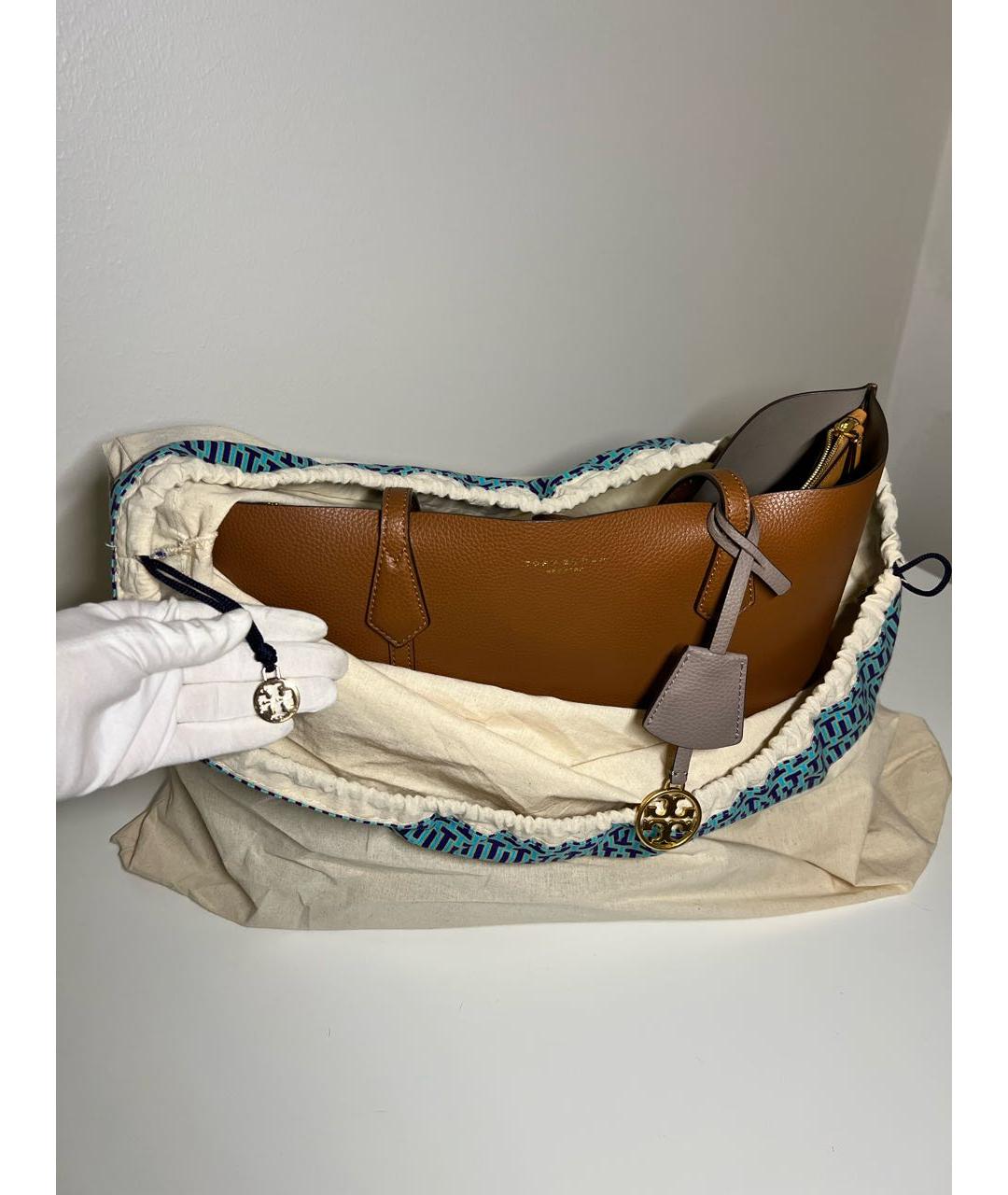 TORY BURCH Горчичная кожаная сумка тоут, фото 5