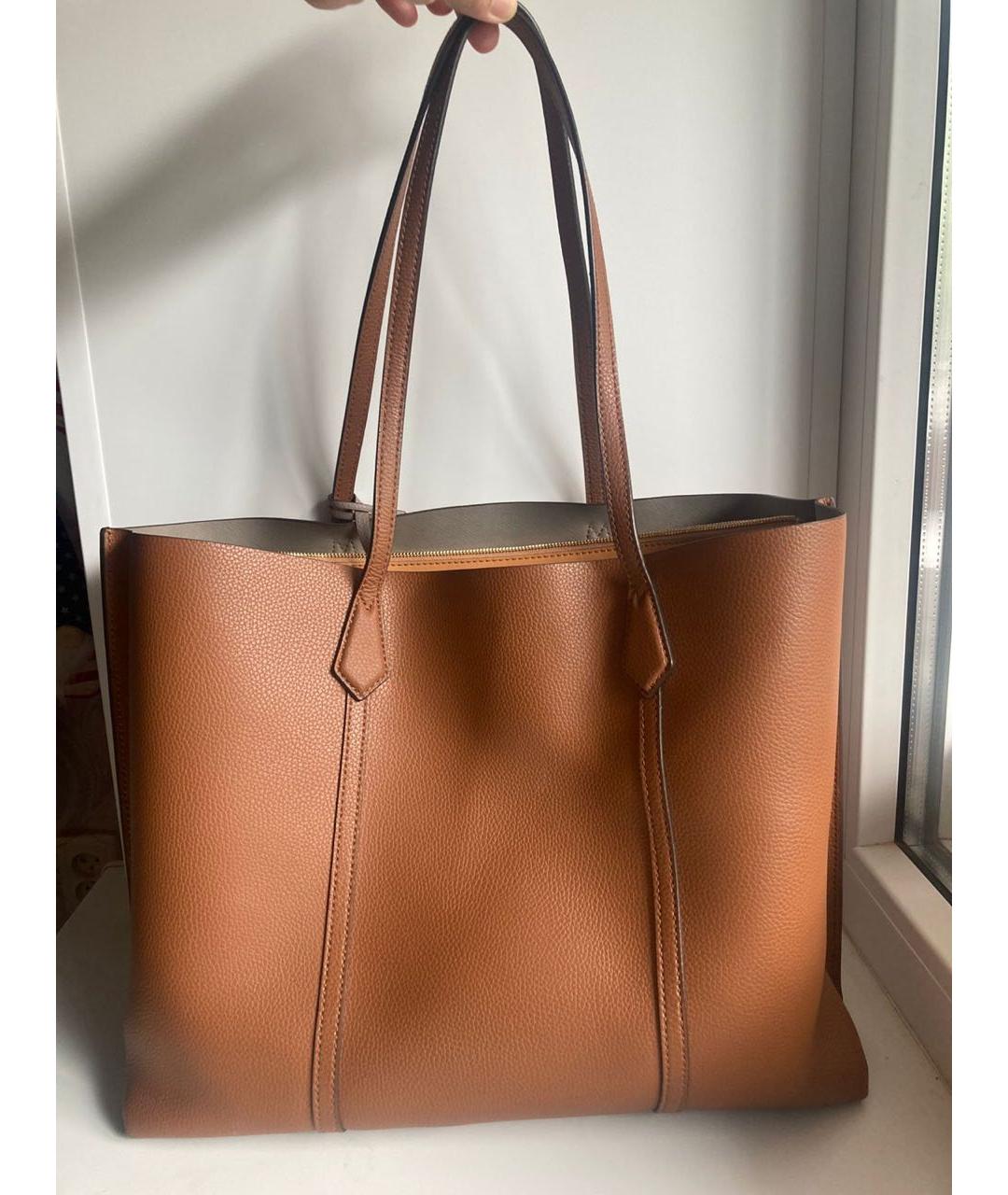 TORY BURCH Горчичная кожаная сумка тоут, фото 3