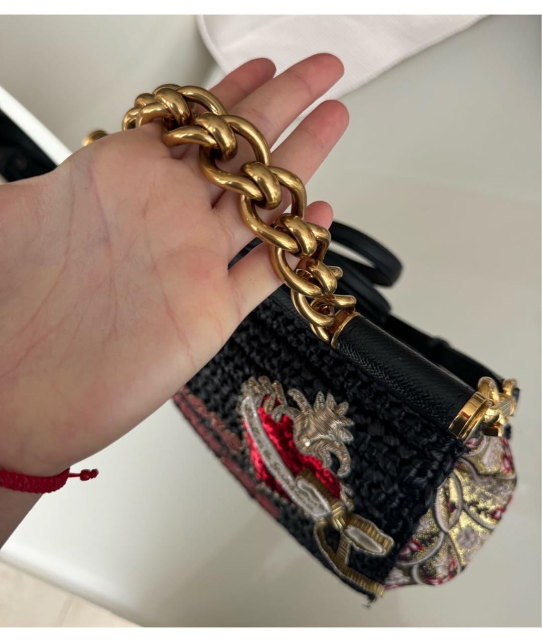 DOLCE&GABBANA Черная пелетеная сумка с короткими ручками, фото 6