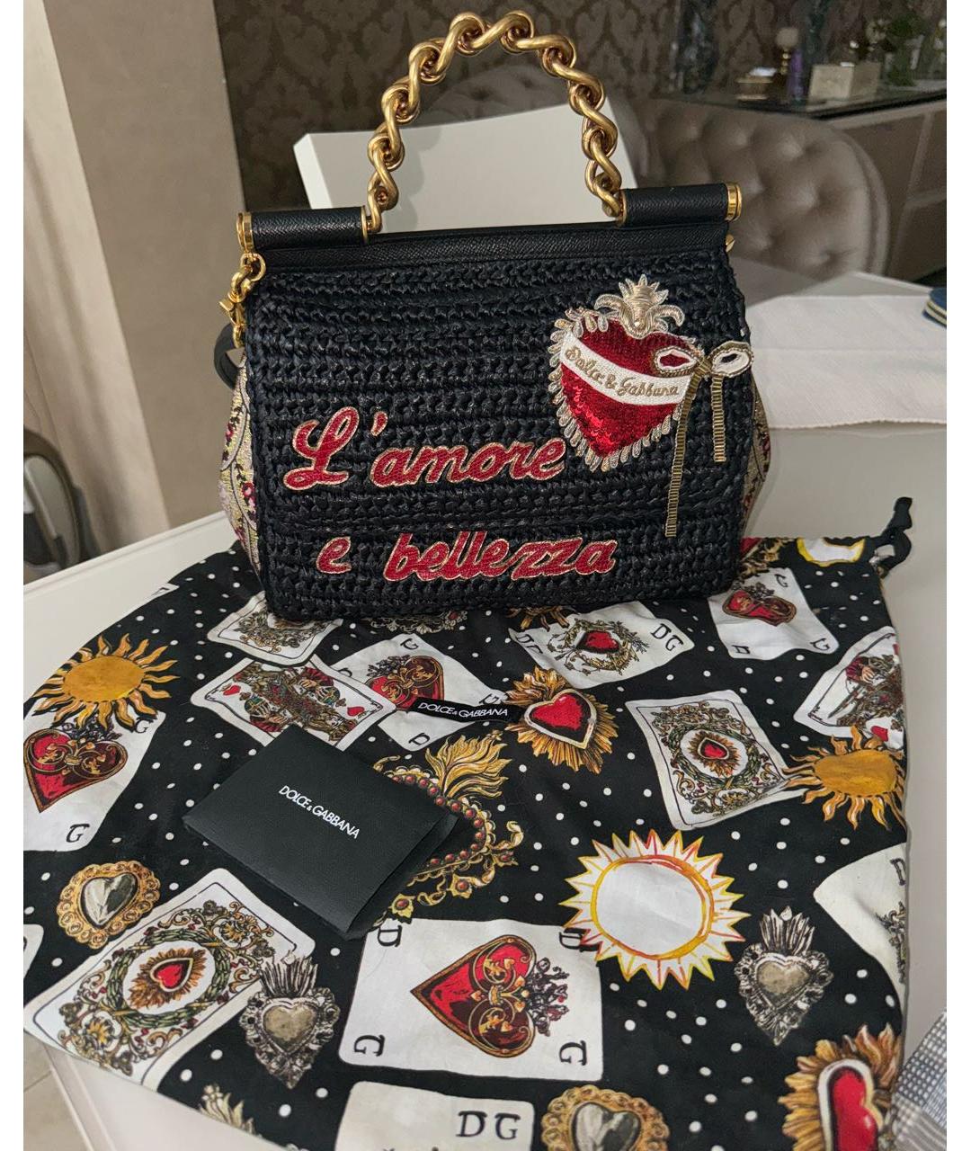 DOLCE&GABBANA Черная пелетеная сумка с короткими ручками, фото 8