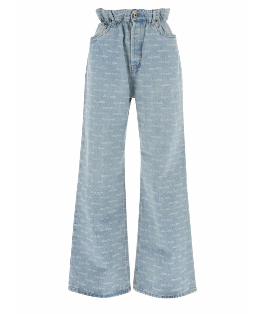 MIU MIU Голубые хлопковые прямые джинсы, фото 1