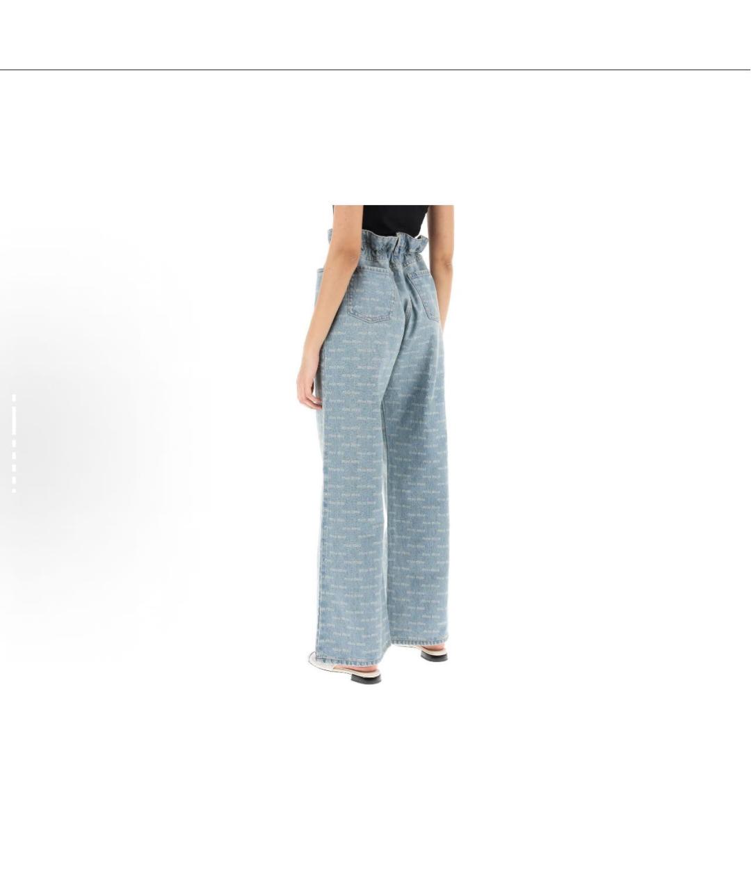 MIU MIU Голубые хлопковые прямые джинсы, фото 6
