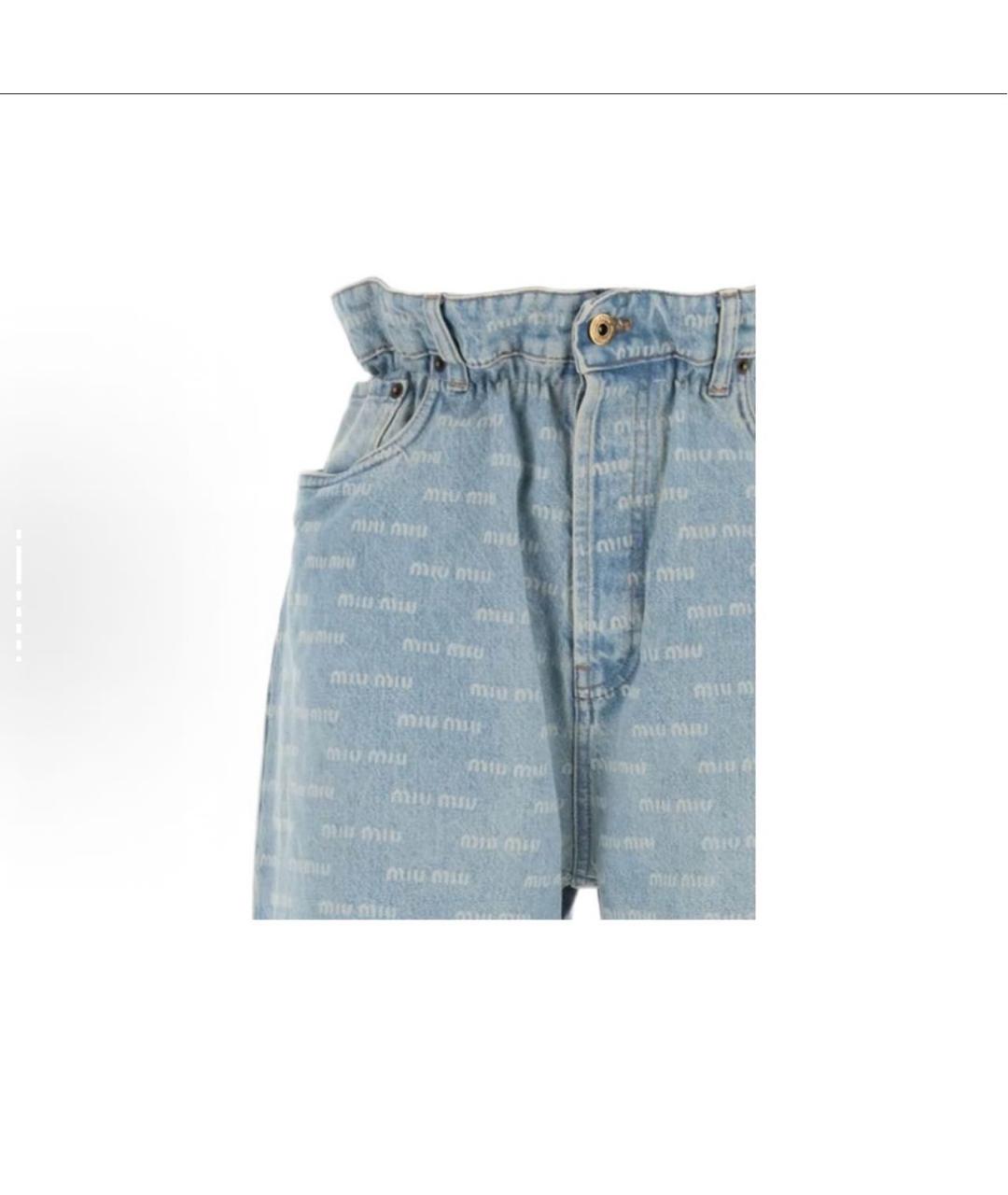 MIU MIU Голубые хлопковые прямые джинсы, фото 4