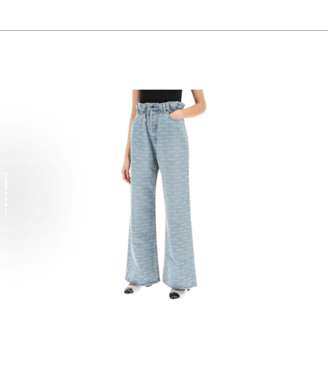 MIU MIU Голубые хлопковые прямые джинсы, фото 2