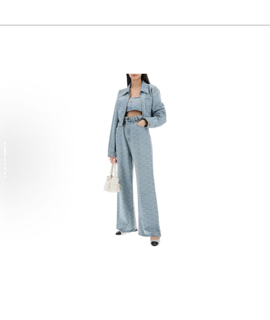 MIU MIU Голубые хлопковые прямые джинсы, фото 5
