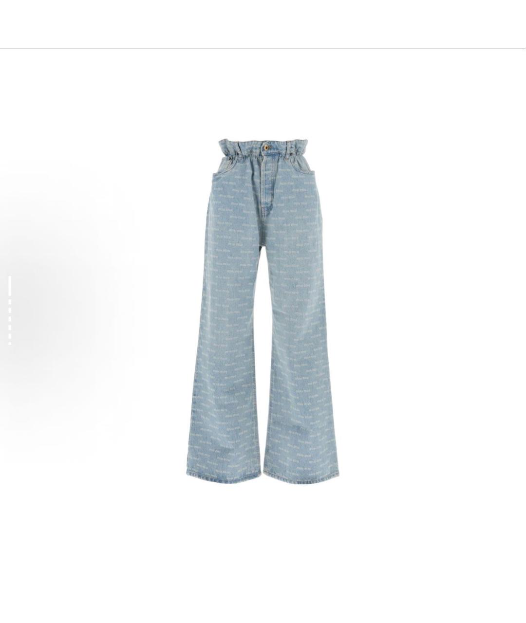 MIU MIU Голубые хлопковые прямые джинсы, фото 7