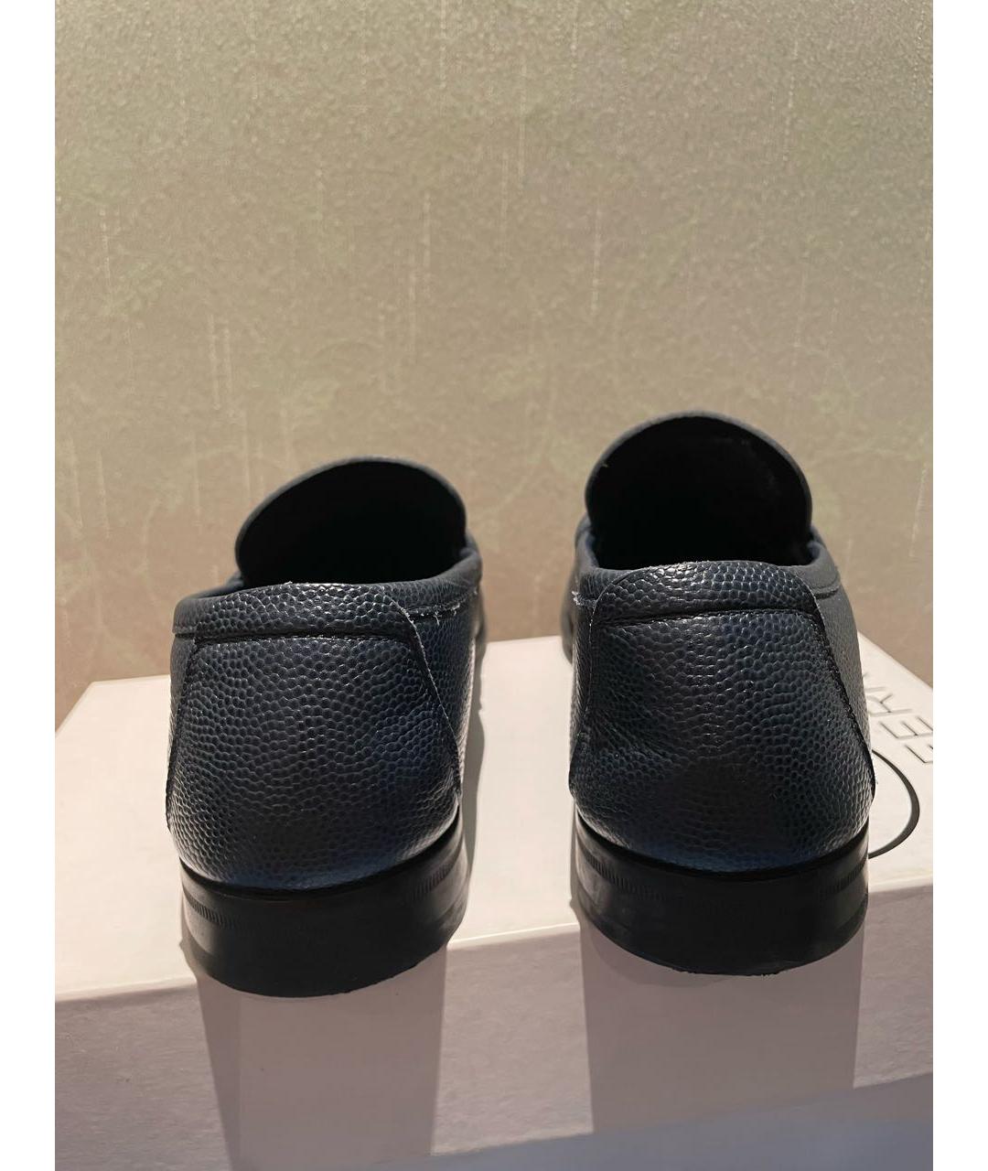 FERRAGAMO Темно-синие кожаные мокасины, фото 4