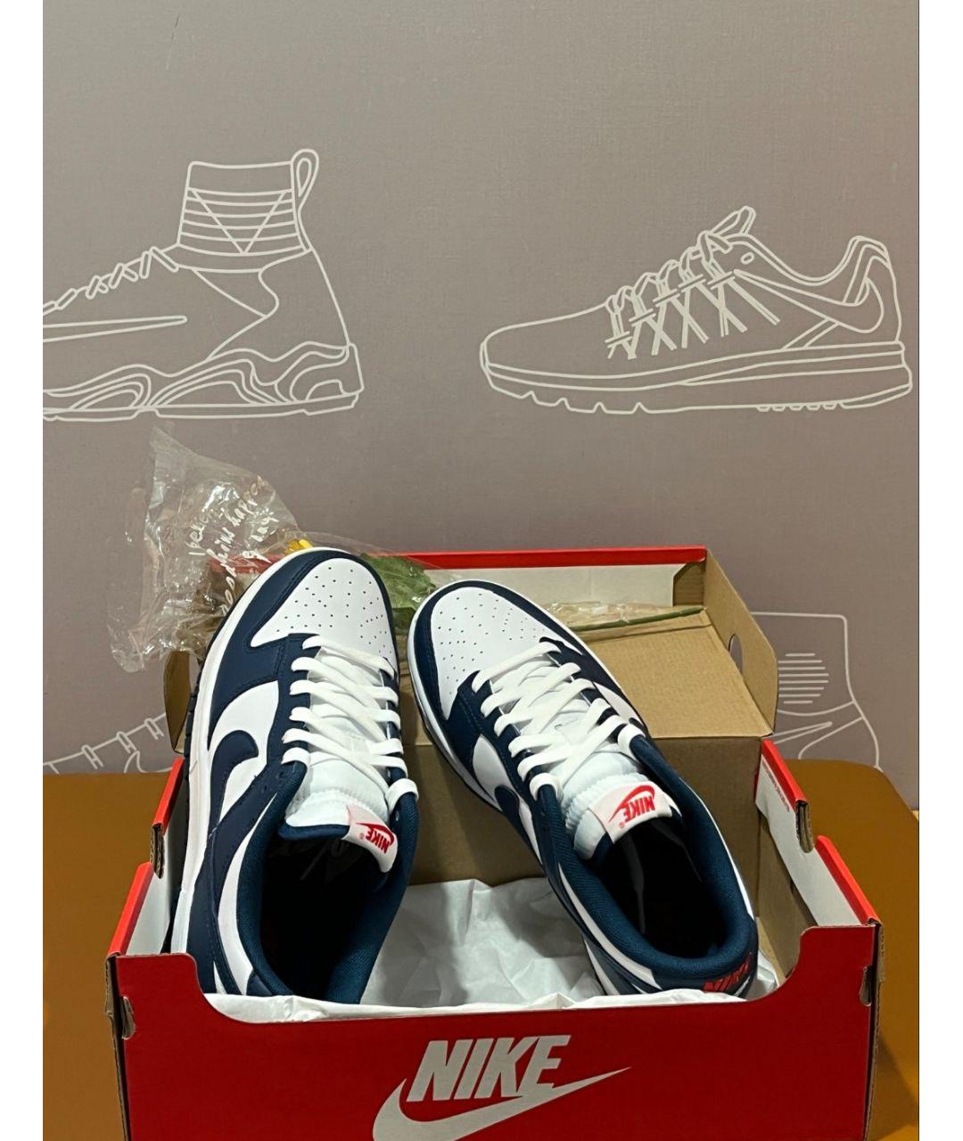 NIKE Темно-синие кожаные низкие кроссовки / кеды, фото 2